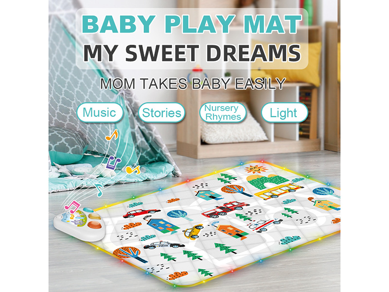 Nursery Rhyme Stories Soft Play Blanket Crawling Mat Toddlers Baby Carpet Play Mat With Music Light